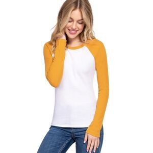 Long Sleeve Raglan Thermal In Yellow